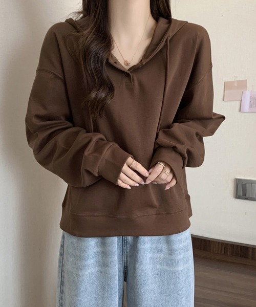 Miniministore(ミニミニストア)の「フード付きパーカー フーディートレーナー(パーカー・レディース・グレー/ネイビー/ブラウン/ピンク・FREE)」の19枚目の写真
