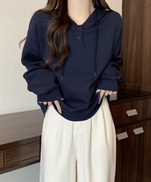 Miniministore(ミニミニストア)の「フード付きパーカー フーディートレーナー(パーカー・レディース・グレー/ネイビー/ブラウン/ピンク・FREE)」の22枚目の写真