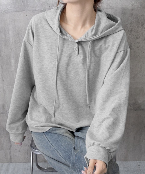 Miniministore(ミニミニストア)の「フード付きパーカー フーディートレーナー(パーカー・レディース・グレー/ネイビー/ブラウン/ピンク・FREE)」の7枚目の写真