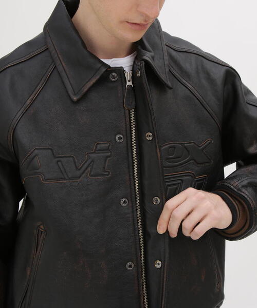 AVIREX 本革 スタジャン M ブラック AVIREX 人気スタジャン レザーメンズ 本革ジャケット ヴァー
