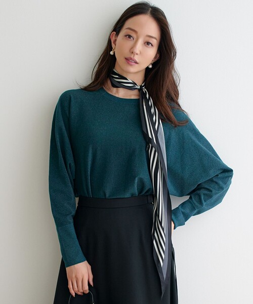 洗える/吊り干しOK】ヴィスコースストレッチ ドルマンスリーブ ラメ