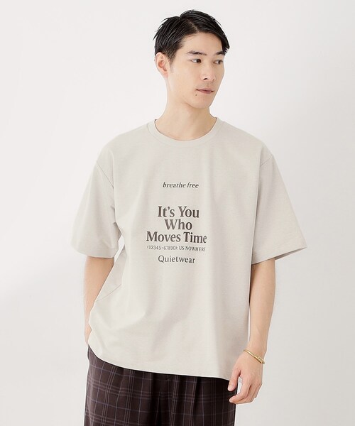 THE SHOP TK (ザ ショップ ティーケー )の「裏配色5分袖プルオーバー(Tシャツ/カットソー・メンズ・オフホワイト/ボルドー・02/03/04)」の1枚目の写真