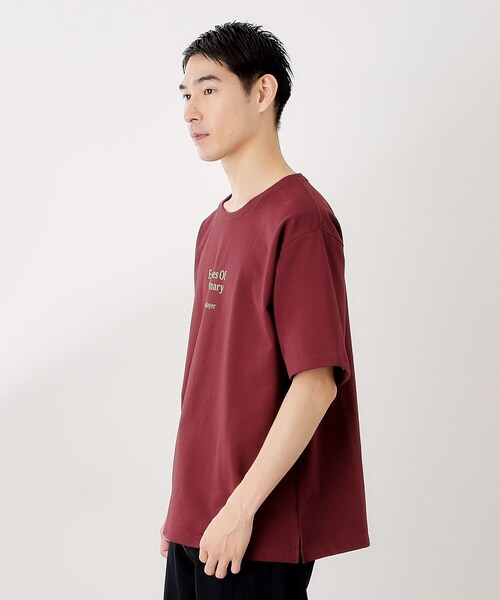 THE SHOP TK (ザ ショップ ティーケー )の「裏配色5分袖プルオーバー(Tシャツ/カットソー・メンズ・オフホワイト/ボルドー・02/03/04)」の4枚目の写真