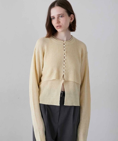 トップス LA PEAU DE GEM two piece layered knit トップス LA PEAU DE GEM two piece layered knit LA PEAU DE