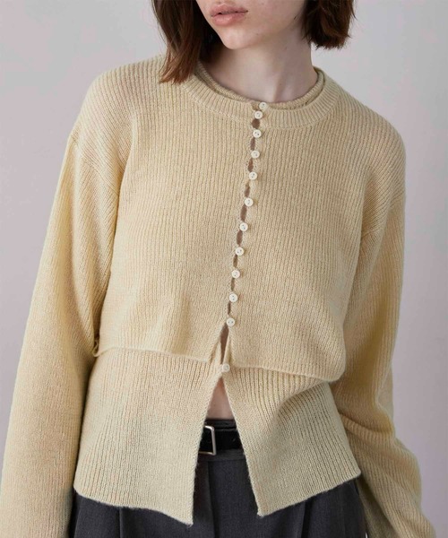 LA PEAU DE GEM 2ピースレイヤードニット セール】【LA PEAU DE GEM】mohair like two piece knit/モヘアライク2