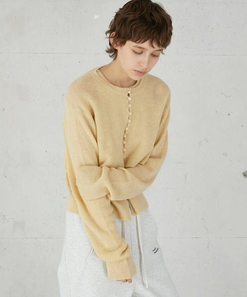 トップス LA PEAU DE GEM two piece layered knit LA PEAU DE GEM