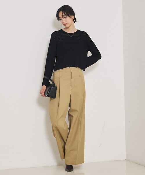 qualite（カリテ）の「スカラップレースニット（ニット/セーター・レディース・ブラック/オフホワイト/イエロー系その他・フリー）」の4枚目の写真