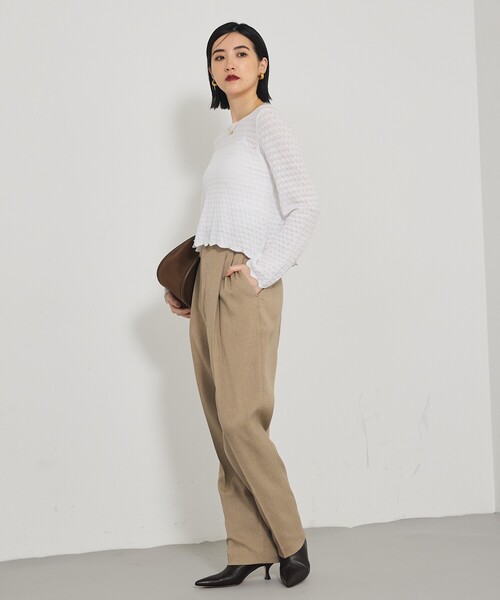 qualite（カリテ）の「スカラップレースニット（ニット/セーター・レディース・ブラック/オフホワイト/イエロー系その他・フリー）」の5枚目の写真