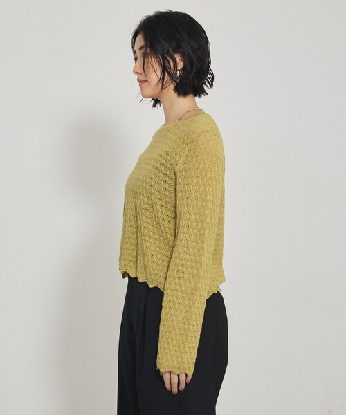 qualite（カリテ）の「スカラップレースニット（ニット/セーター・レディース・ブラック/オフホワイト/イエロー系その他・フリー）」の8枚目の写真