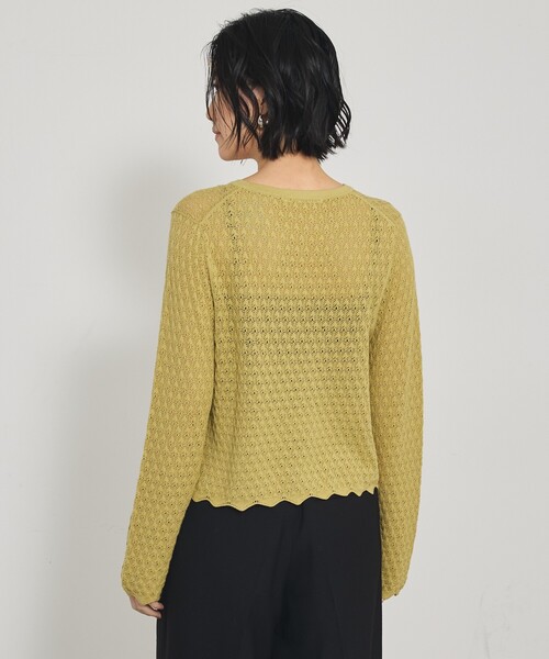 qualite（カリテ）の「スカラップレースニット（ニット/セーター・レディース・ブラック/オフホワイト/イエロー系その他・フリー）」の9枚目の写真