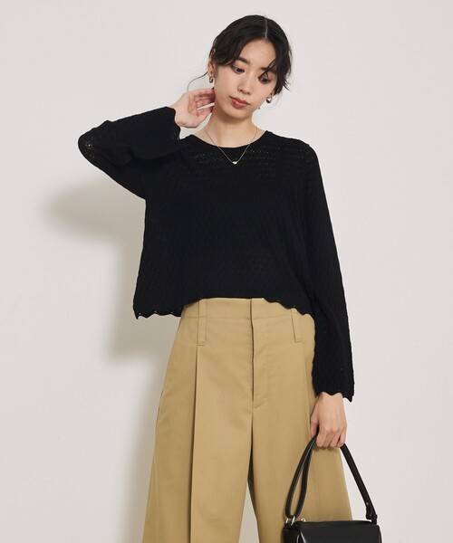 qualite（カリテ）の「スカラップレースニット（ニット/セーター・レディース・ブラック/オフホワイト/イエロー系その他・フリー）」の14枚目の写真