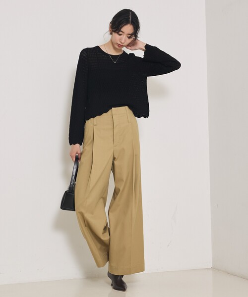 qualite（カリテ）の「スカラップレースニット（ニット/セーター・レディース・ブラック/オフホワイト/イエロー系その他・フリー）」の15枚目の写真