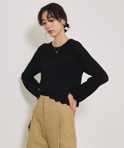 qualite（カリテ）の「スカラップレースニット（ニット/セーター・レディース・ブラック/オフホワイト/イエロー系その他・フリー）」の16枚目の写真