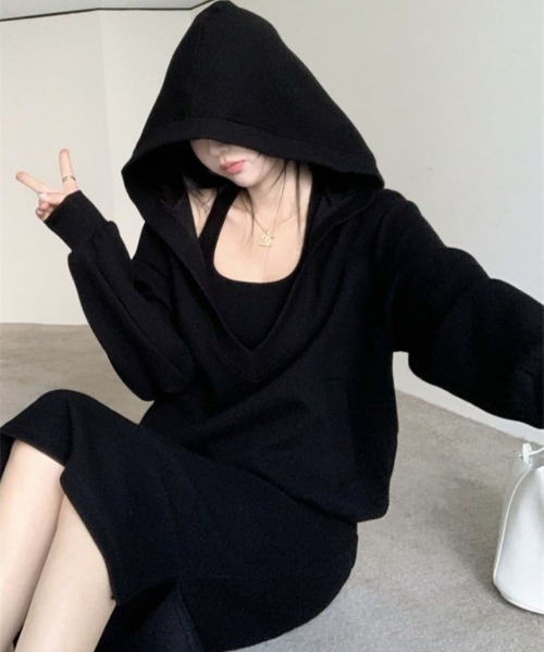 LETee(レティー)の「ホルターネックワンピース&Vプルオーバーセットアップ(セットアップ・レディース・ベージュ/グレー/ブラック・FREE)」の17枚目の写真