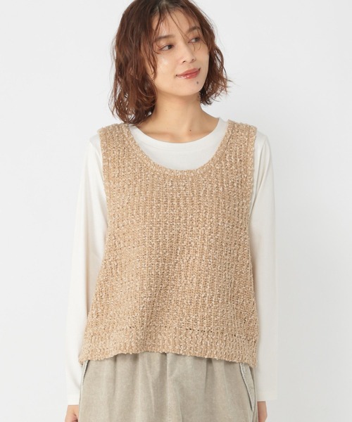 studio CLIP（スタディオクリップ）の「モールネップベスト×ロングスリーブTセットトップス（Tシャツ/カットソー・レディース・ベージュ/ライトグレー/アイボリー・FREE）」の3枚目の写真