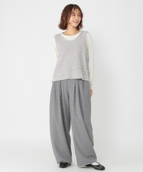 studio CLIP（スタディオクリップ）の「モールネップベスト×ロングスリーブTセットトップス（Tシャツ/カットソー・レディース・ベージュ/ライトグレー/アイボリー・FREE）」の7枚目の写真