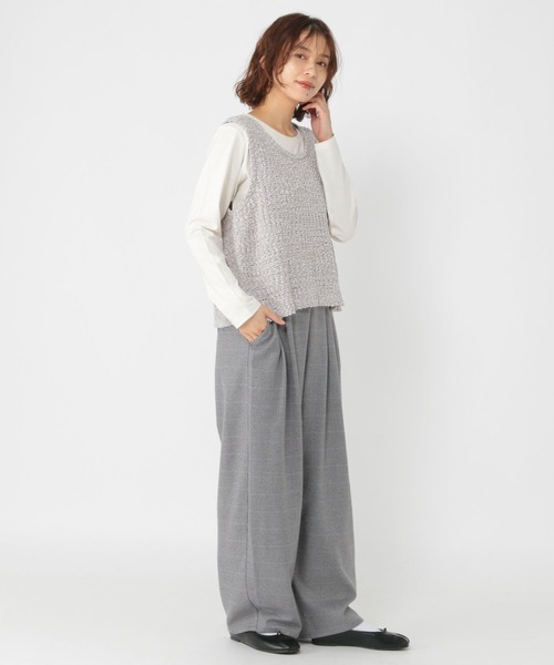 studio CLIP（スタディオクリップ）の「モールネップベスト×ロングスリーブTセットトップス（Tシャツ/カットソー・レディース・ベージュ/ライトグレー/アイボリー・FREE）」の8枚目の写真