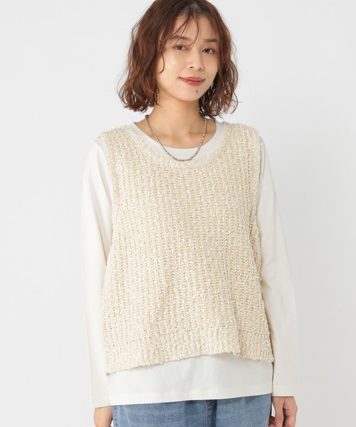 studio CLIP（スタディオクリップ）の「モールネップベスト×ロングスリーブTセットトップス（Tシャツ/カットソー・レディース・ベージュ/ライトグレー/アイボリー・FREE）」の9枚目の写真