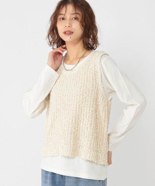 studio CLIP（スタディオクリップ）の「モールネップベスト×ロングスリーブTセットトップス（Tシャツ/カットソー・レディース・ベージュ/ライトグレー/アイボリー・FREE）」の10枚目の写真