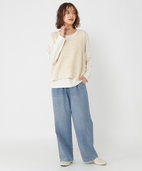 studio CLIP（スタディオクリップ）の「モールネップベスト×ロングスリーブTセットトップス（Tシャツ/カットソー・レディース・ベージュ/ライトグレー/アイボリー・FREE）」の12枚目の写真