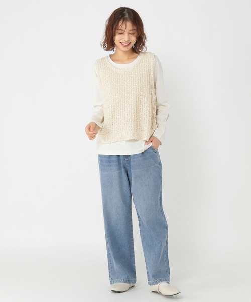 studio CLIP（スタディオクリップ）の「モールネップベスト×ロングスリーブTセットトップス（Tシャツ/カットソー・レディース・ベージュ/ライトグレー/アイボリー・FREE）」の13枚目の写真