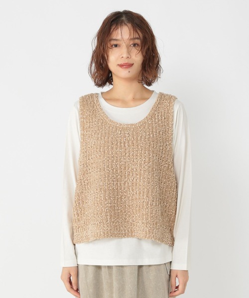 studio CLIP（スタディオクリップ）の「モールネップベスト×ロングスリーブTセットトップス（Tシャツ/カットソー・レディース・ベージュ/ライトグレー/アイボリー・FREE）」の19枚目の写真