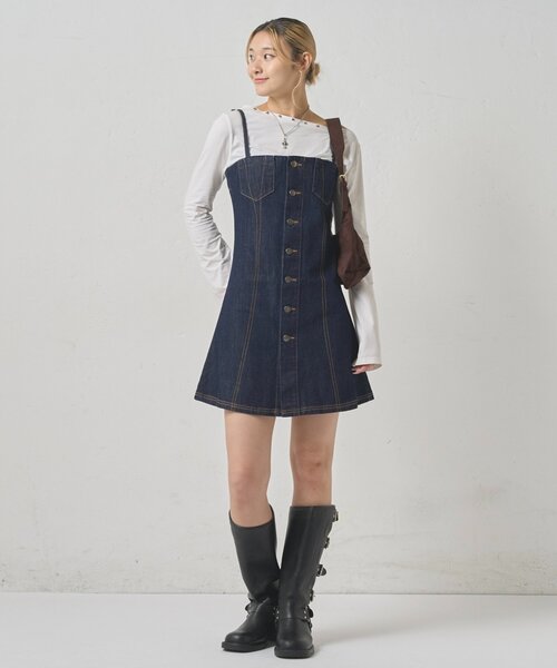 WHO'S WHO gallery（フーズフーギャラリー）の「ビスチェキャミワンピ（ワンピース・レディース・ブラウン/ネイビー・FREE）」の13枚目の写真