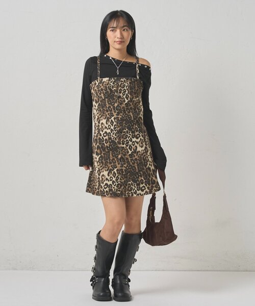 WHO'S WHO gallery（フーズフーギャラリー）の「ビスチェキャミワンピ（ワンピース・レディース・ブラウン/ネイビー・FREE）」の6枚目の写真