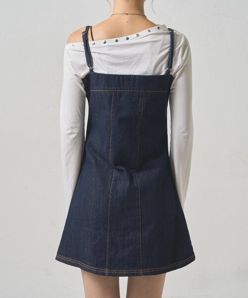 WHO'S WHO gallery（フーズフーギャラリー）の「ビスチェキャミワンピ（ワンピース・レディース・ブラウン/ネイビー・FREE）」の9枚目の写真