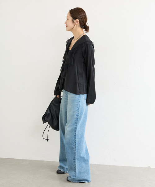 JOURNAL STANDARD（ジャーナルスタンダード）の「シアーサテンツイルレースブラウス（シャツ/ブラウス・レディース・ブラック・FREE）」の3枚目の写真