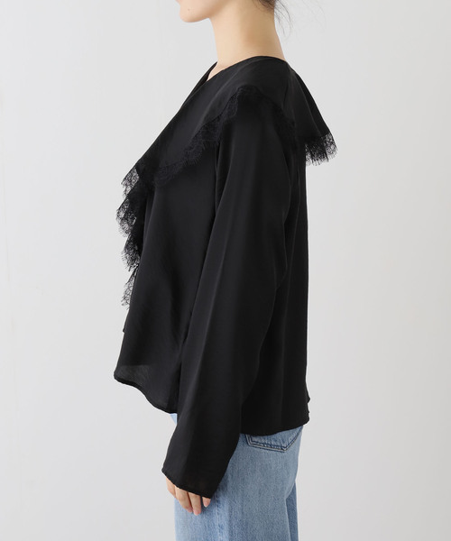 JOURNAL STANDARD（ジャーナルスタンダード）の「シアーサテンツイルレースブラウス（シャツ/ブラウス・レディース・ブラック・FREE）」の10枚目の写真