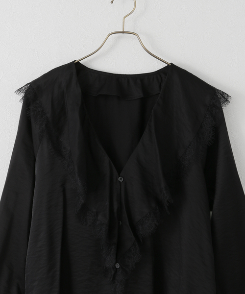 JOURNAL STANDARD（ジャーナルスタンダード）の「シアーサテンツイルレースブラウス（シャツ/ブラウス・レディース・ブラック・FREE）」の15枚目の写真