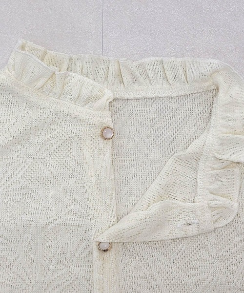 DAY CLOSET(デイ クローゼット)の「【きれいめ 透かし編みニット】長袖 フリルネック スタンドカラー ブラウス レディース(ニット/セーター・レディース・ホワイト/ブラック/アイボリー・M)」の10枚目の写真