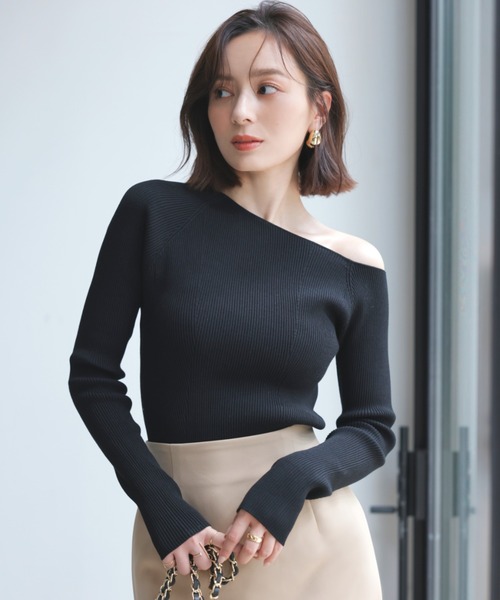 ZOZO限定アイテム】アシンメトリーリブニット（ニット/セーター