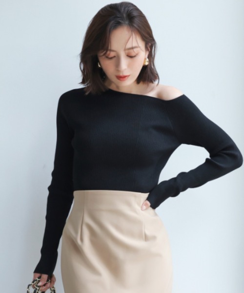 ZOZO限定アイテム】アシンメトリーリブニット（ニット/セーター
