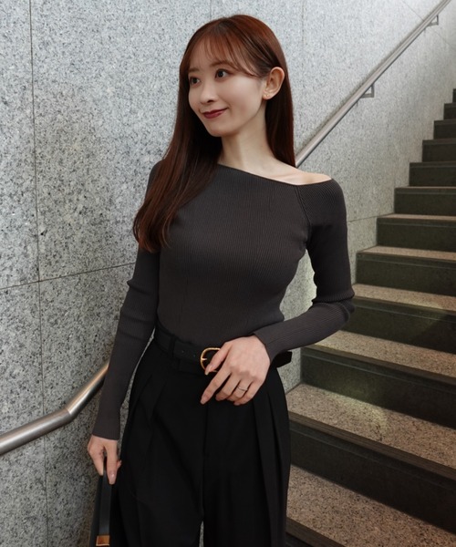 ZOZO限定アイテム】アシンメトリーリブニット（ニット/セーター