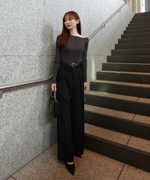 アシンメトリーリブニット アシンメトリーリブニット（ニット/セーター）｜anuans（アニュアンス