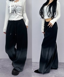 FOLLOWIN（フォロウィン）の「２color/ブラックグラデーションワイドスウェットパンツ【 裾絞り可能 】（スウェットパンツ）」