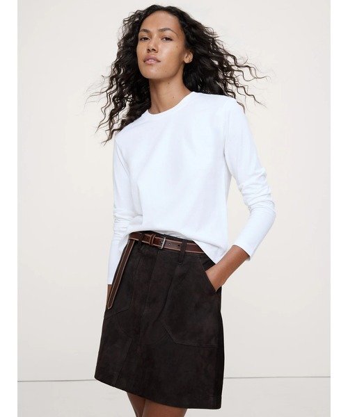 Banana Republic（バナナリパブリック）の「ヴィンテージ コットン ロングスリーブ Tシャツ（Tシャツ/カットソー・レディース・オリーブ/ホワイト/グリーン/ネイビー・XS/S/L/M）」の2枚目の写真