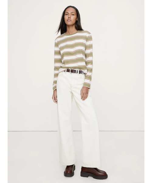 Banana Republic（バナナリパブリック）の「ヴィンテージ コットン ロングスリーブ Tシャツ（Tシャツ/カットソー・レディース・オリーブ/ホワイト/グリーン/ネイビー・XS/S/L/M）」の5枚目の写真