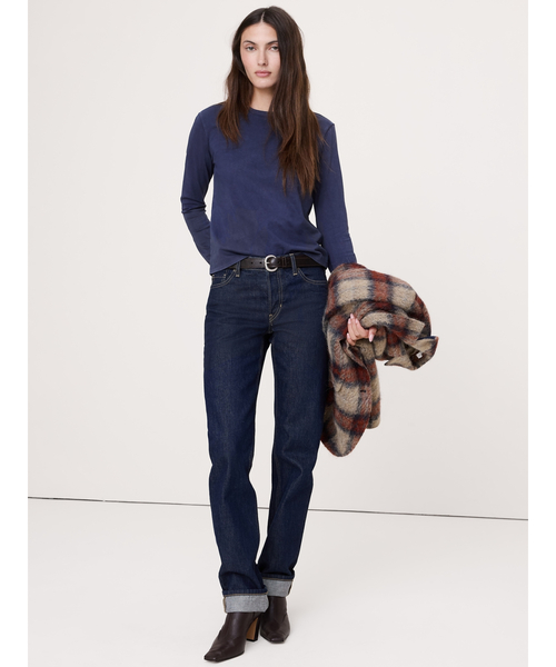 Banana Republic（バナナリパブリック）の「ヴィンテージ コットン ロングスリーブ Tシャツ（Tシャツ/カットソー・レディース・オリーブ/ホワイト/グリーン/ネイビー・XS/S/L/M）」の6枚目の写真