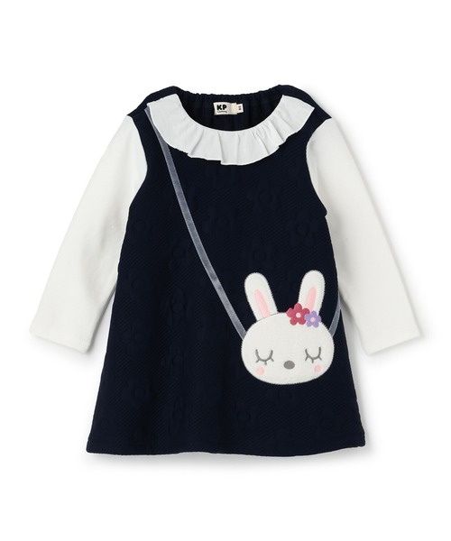 KP（ケーピー）の「mimiちゃんポシェット風 花キルトワンピース（ワンピース・キッズ・ピンク/ネイビー・80ｃｍ/90cm/100cm/110cm）」の2枚目の写真