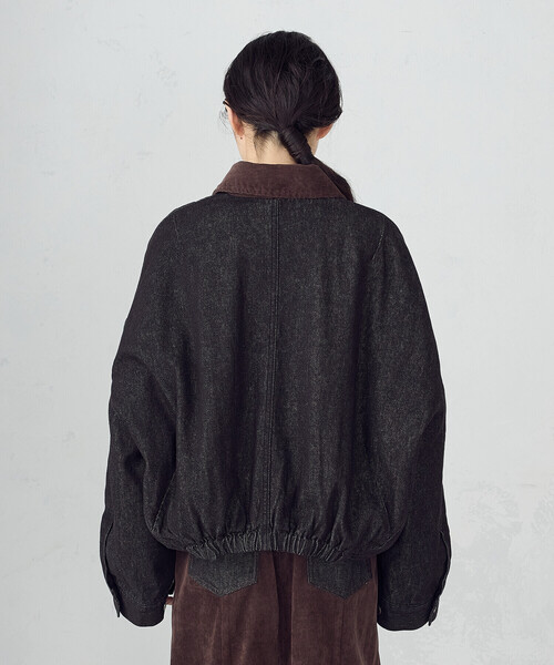 ONIGIRI（オニギリ）の「衿コーデュロイ デニムブルゾン / セットアップ対応（ブルゾン・レディース・ブラウン/ベージュ・FREE）」の18枚目の写真