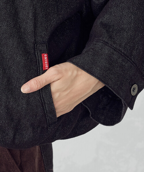 ONIGIRI（オニギリ）の「衿コーデュロイ デニムブルゾン / セットアップ対応（ブルゾン・レディース・ブラウン/ベージュ・FREE）」の19枚目の写真