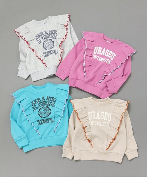 BREEZE（ブリーズ）の「【WEB限定/ジュニア対応】フリルトレーナー（スウェット・キッズ・ピンク/グレー/サックスブルー/アイボリー・140/130/120/110/90/100）」の7枚目の写真