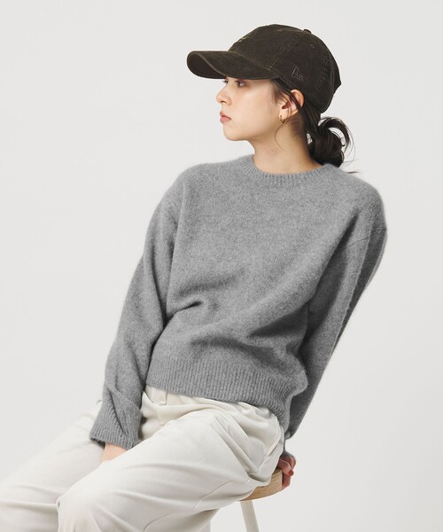UNITED ARROWS フォックス カシミヤ クルーネックニット　グレー フォックス カシミヤ クルーネック ニット