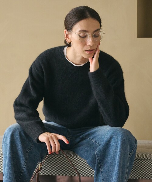 フォックスカシミヤブレンド クルーネックニットプルオーバー（ニット