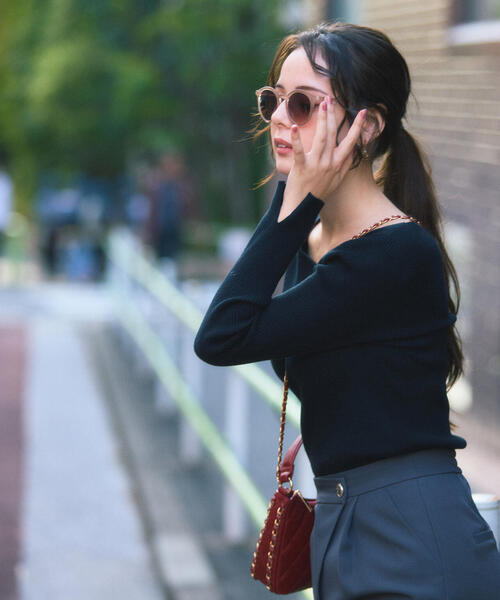 PROPORTION BODY DRESSING(プロポーションボディドレッシング)の「<ウォッシャブル>アシメネックリブニット / 1215270109(ニット/セーター・レディース・ブラック/レッド/ホワイト系その他/イエロー・FREE)」の7枚目の写真