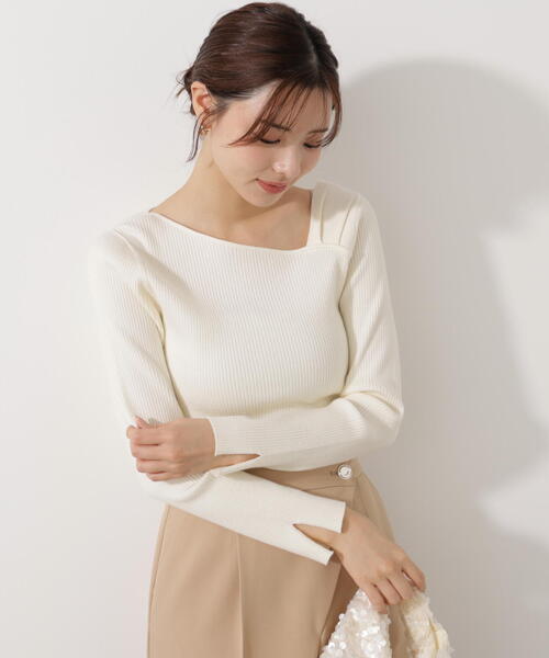 PROPORTION BODY DRESSING(プロポーションボディドレッシング)の「<ウォッシャブル>アシメネックリブニット / 1215270109(ニット/セーター・レディース・ブラック/レッド/ホワイト系その他/イエロー・FREE)」の14枚目の写真