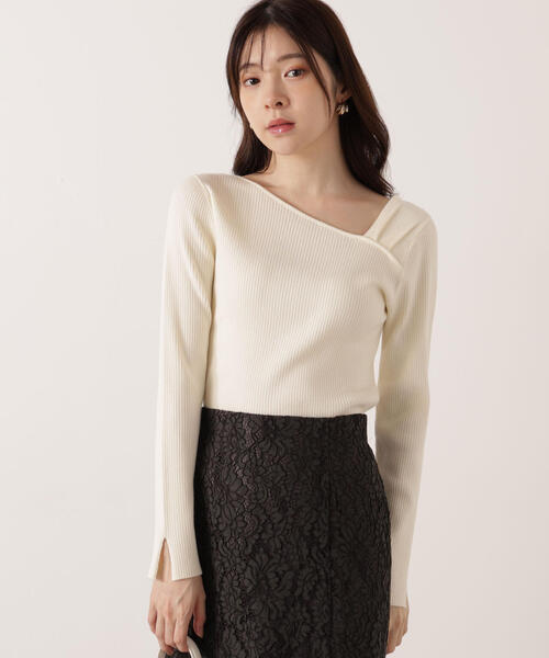 PROPORTION BODY DRESSING(プロポーションボディドレッシング)の「<ウォッシャブル>アシメネックリブニット / 1215270109(ニット/セーター・レディース・ブラック/レッド/ホワイト系その他/イエロー・FREE)」の17枚目の写真